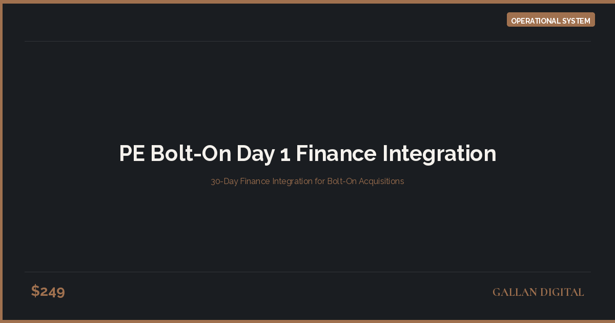 PE Bolt-On Day 1 Finance Integration