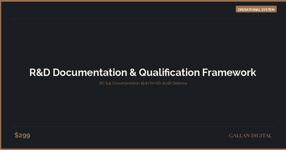 R&D Documentation & Qualification Framework
